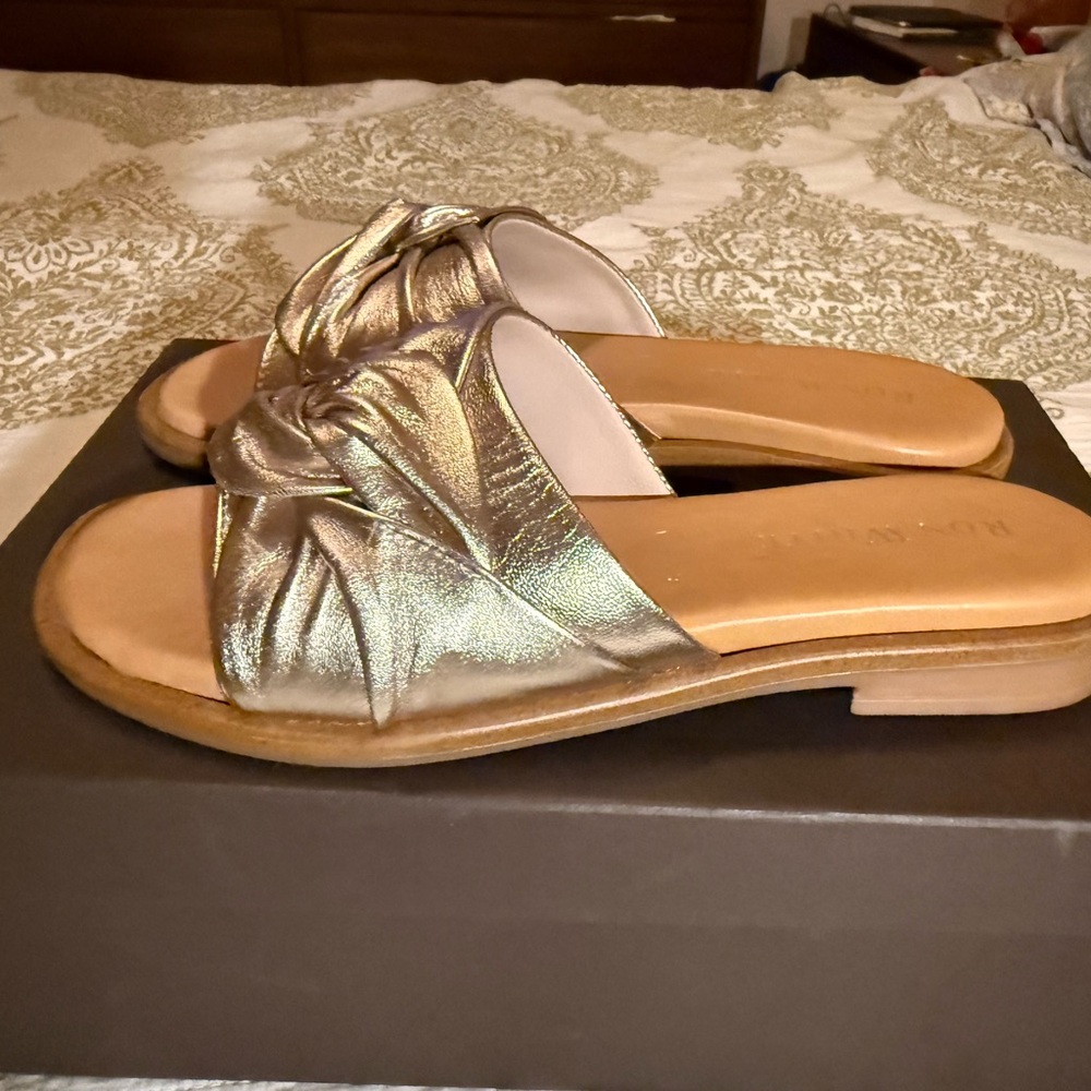 Ron WhiteGold Mules with Knot Detail New 7.5 (38)